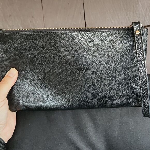 Michael Kors Black Textured Wristlet Pebbled Leather Wallet Clutch Purse - Picture 13 of 13